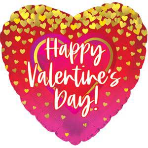 Valentine Gold Heart Confetti Foil Balloons